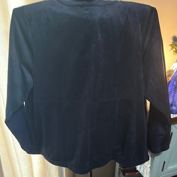 Unique Winged Open Front J.Jill Navy Blazer - Picture 8 of 12